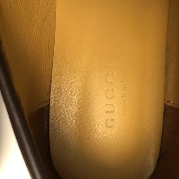 Gucci Jordaan Horsebit Dark Brown Leather Loafers with Gold Detail - Picture 3 of 4